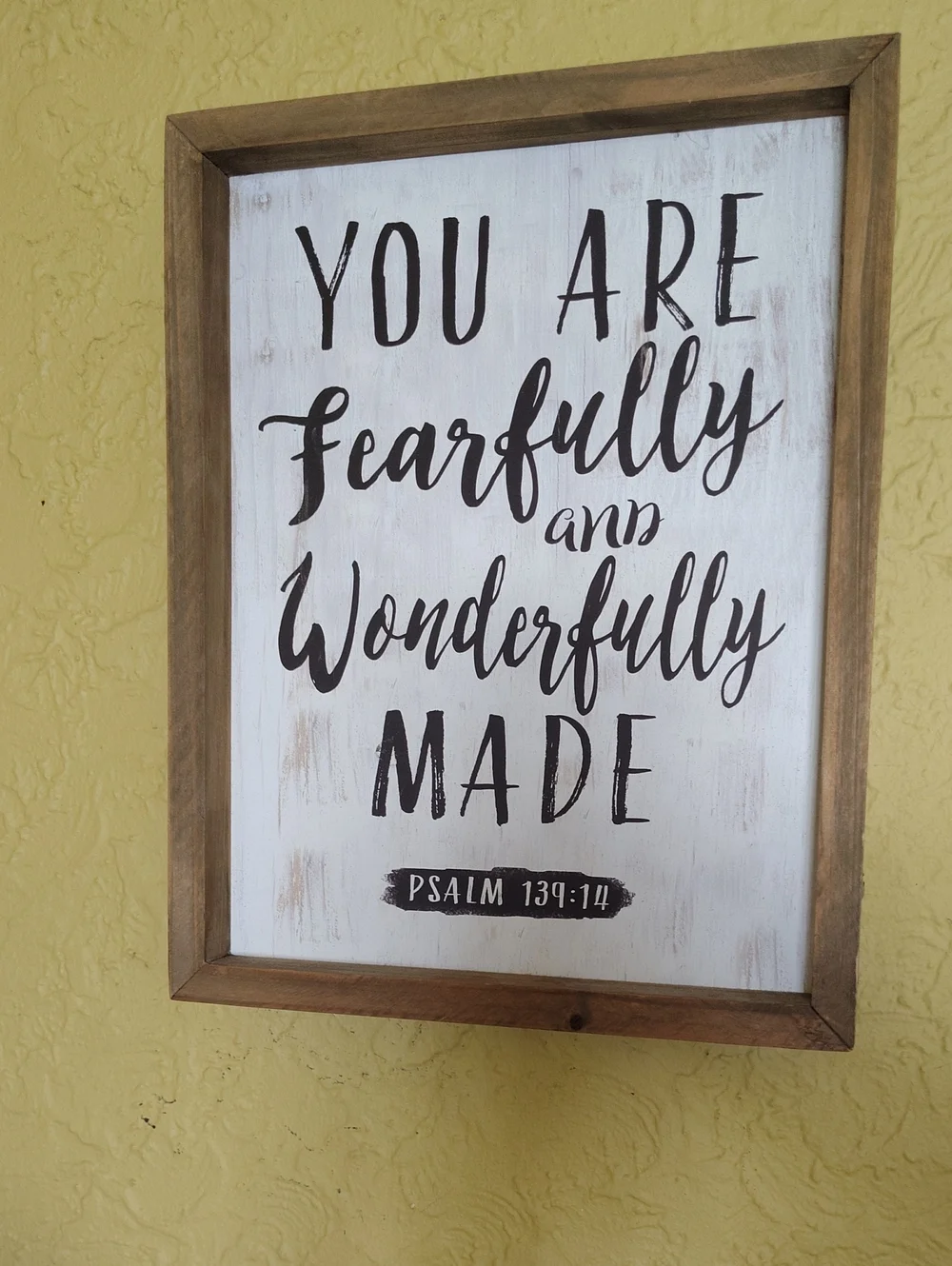 Fearfully and Wonderfully Made Wall Sign - White and Brown